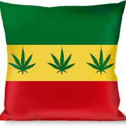Buckle-Down Throw Pillow - Marijuana Leaf Repeat Rasta