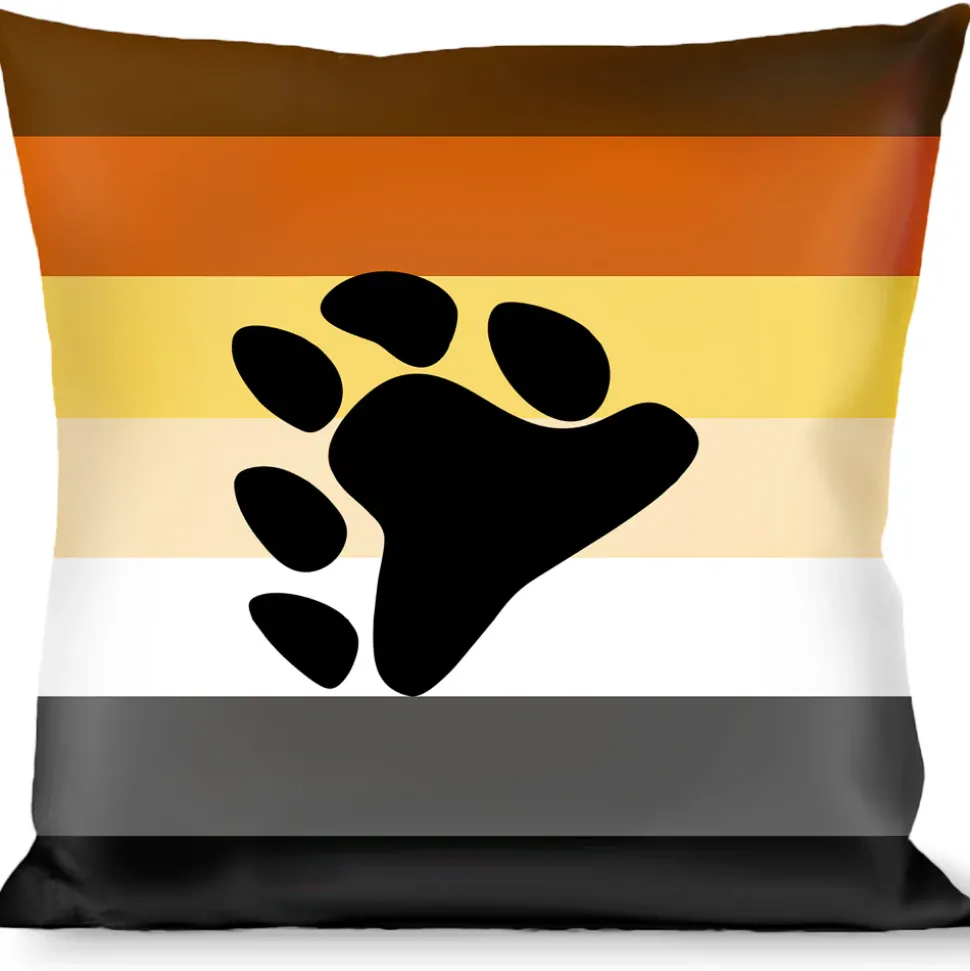 Buckle-Down Throw Pillow - Flag Bear Pride2 Black/Brown/Orange/Yellow/Tan/White/Gray/Black