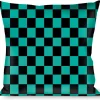 Buckle-Down Throw Pillow - Checker Black/Teal