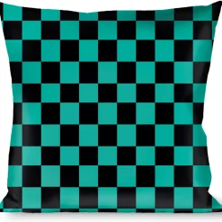 Buckle-Down Throw Pillow - Checker Black/Teal