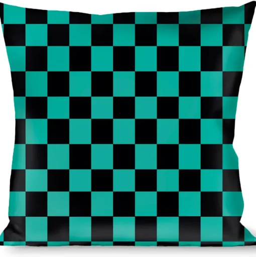 Buckle-Down Throw Pillow - Checker Black/Teal