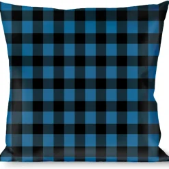 Buckle-Down Throw Pillow - Buffalo Plaid Black/Turquoise
