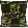 Buckle-Down Throw Pillow - Top Skulls Black/Camo Olive