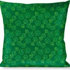 Buckle-Down Throw Pillow - St. Pat's Clovers Scattered Greens