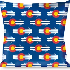 Buckle-Down Throw Pillow - Colorado Logo/Skis Blue/White/Red/Yellow