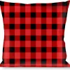 Buckle-Down Throw Pillow - Buffalo Plaid Black/Red