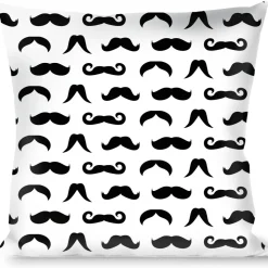 Buckle-Down Throw Pillow - Mustaches Straight White/Black