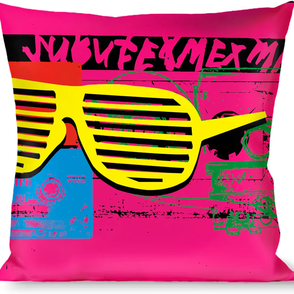 Buckle-Down Throw Pillow - Eighties Shades Tapes Black/Neon