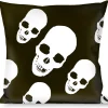 Buckle-Down Throw Pillow - Tilted Skulls Black/White