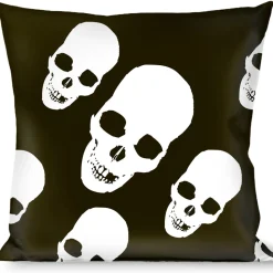 Buckle-Down Throw Pillow - Tilted Skulls Black/White