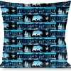 Buckle-Down Throw Pillow - CALIFORNIA REPUBLIC/Bear/Stars Silhouette Black/Scenic Mountains