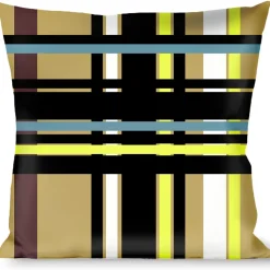 Buckle-Down Throw Pillow - Plaid Tan