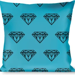 Buckle-Down Throw Pillow - Diamond Sketch Turquoise/Black