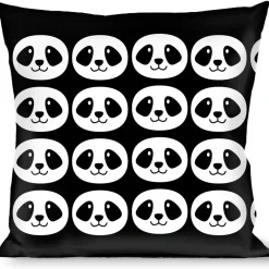 Buckle-Down Throw Pillow - Smiling Panda Face Black/White