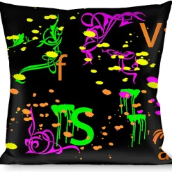 Buckle-Down Throw Pillow - Nautical Star Splatter Black/Neon