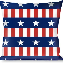 Buckle-Down Throw Pillow - Americana Stars & Stripes2 Blue/White/Red/White