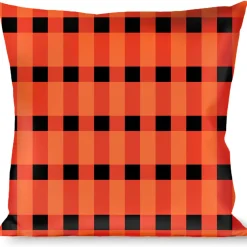 Buckle-Down Throw Pillow - Buffalo Plaid Black/Orange