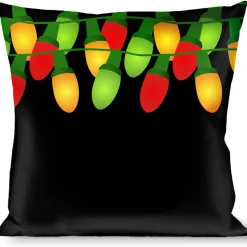 Buckle-Down Throw Pillow - Christmas Lights Black/Multi Color