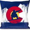 Buckle-Down Throw Pillow - Colorado Snowboarder/Snowy Mountains Weathered
