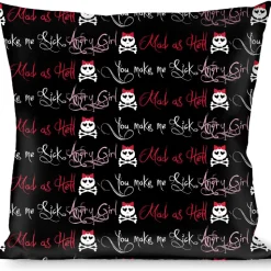Buckle-Down Throw Pillow - Angry Girl/Mad As Hell/You Make Me Sick