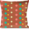 Buckle-Down Throw Pillow - Dots Brown/Multi Pastel