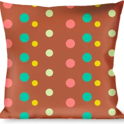 Buckle-Down Throw Pillow - Dots Brown/Multi Pastel