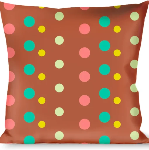 Buckle-Down Throw Pillow - Dots Brown/Multi Pastel