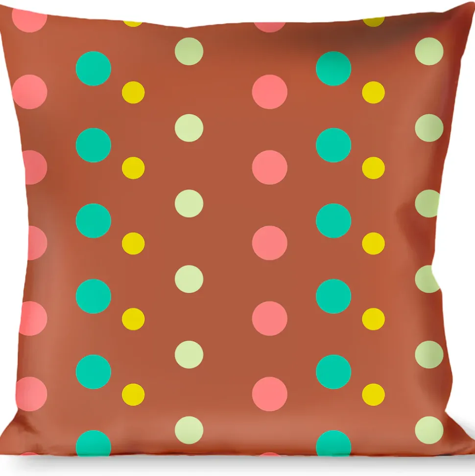 Buckle-Down Throw Pillow - Dots Brown/Multi Pastel