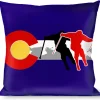 Buckle-Down Throw Pillow - Colorado Skier1 Red/Mountains
