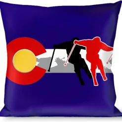 Buckle-Down Throw Pillow - Colorado Skier1 Red/Mountains