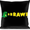 Buckle-Down Throw Pillow - RRRAWR Dinosaur Black/Green/Yellow