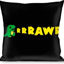 Buckle-Down Throw Pillow - RRRAWR Dinosaur Black/Green/Yellow