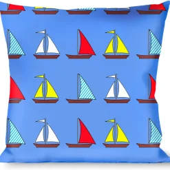 Buckle-Down Throw Pillow - Sailboats Blue