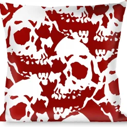 Buckle-Down Throw Pillow - Skull Yard Red/White