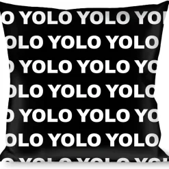Buckle-Down Throw Pillow - YOLO Black/White