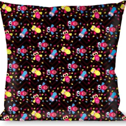 Buckle-Down Throw Pillow - Flying Owls w/Leaves Black/Multi Color