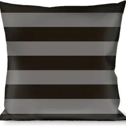 Buckle-Down Throw Pillow - Stripes 3Black/2Gray