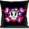 Buckle-Down Throw Pillow - Cute Skulls w/Hearts