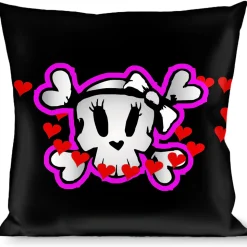 Buckle-Down Throw Pillow - Cute Skulls w/Hearts