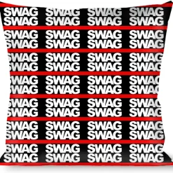 Buckle-Down Throw Pillow - Double SWAG Black/White/Red Stripe
