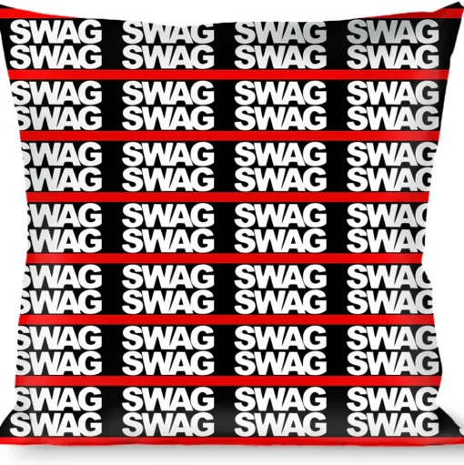 Buckle-Down Throw Pillow - Double SWAG Black/White/Red Stripe