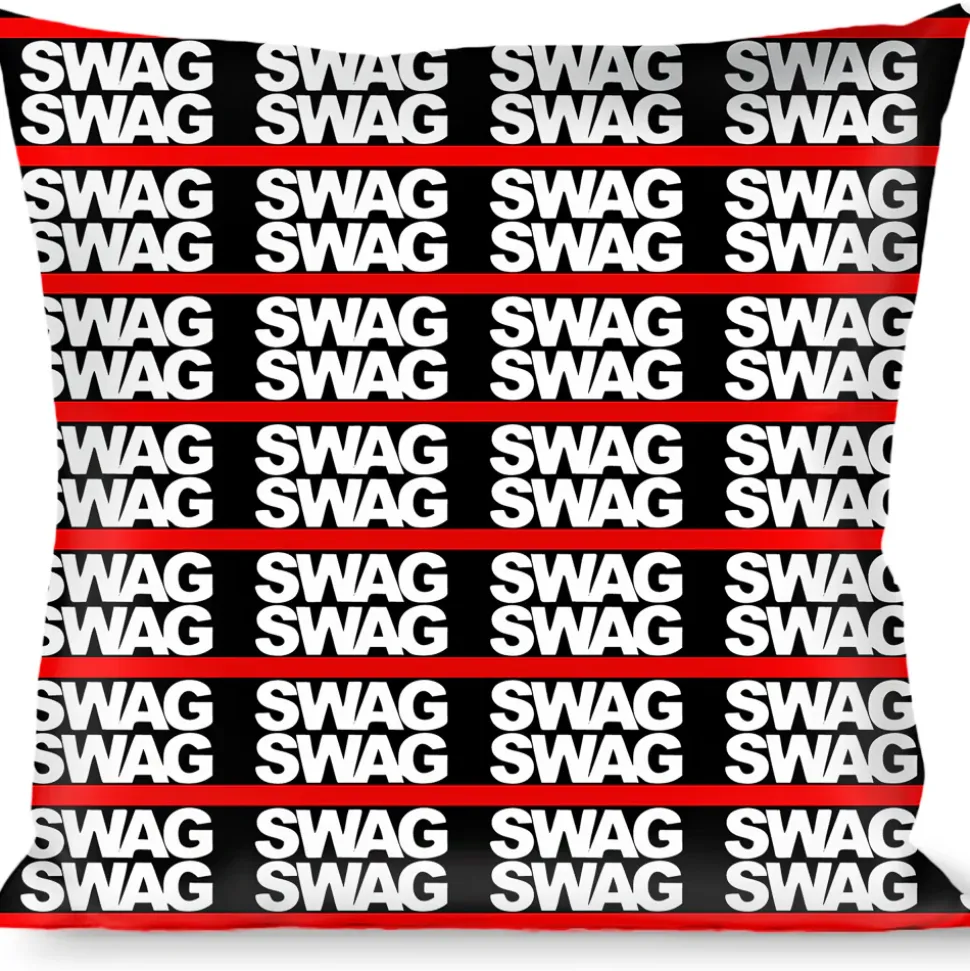 Buckle-Down Throw Pillow - Double SWAG Black/White/Red Stripe