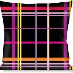 Buckle-Down Throw Pillow - Wire Grid Black/Orange/Purple