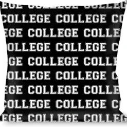 Buckle-Down Throw Pillow - COLLEGE Black/White