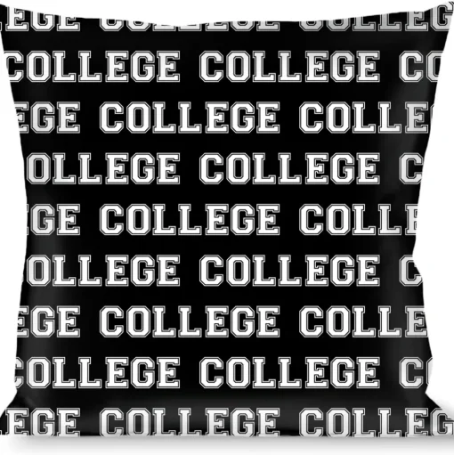 Buckle-Down Throw Pillow - COLLEGE Black/White