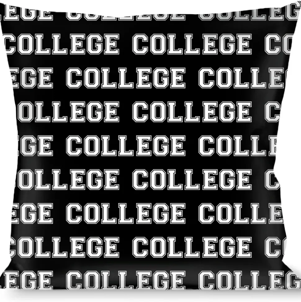 Buckle-Down Throw Pillow - COLLEGE Black/White