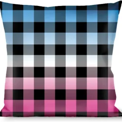 Buckle-Down Throw Pillow - Buffalo Plaid Turquoise/Fuchsia Fade