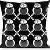Buckle-Down Throw Pillow - Owls Monogram Black/White