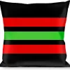 Buckle-Down Throw Pillow - Stripe Trio Black/Red/Green/Black