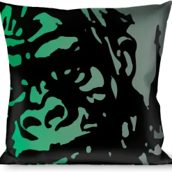 Buckle-Down Throw Pillow - Retro Monster Aqua/Black